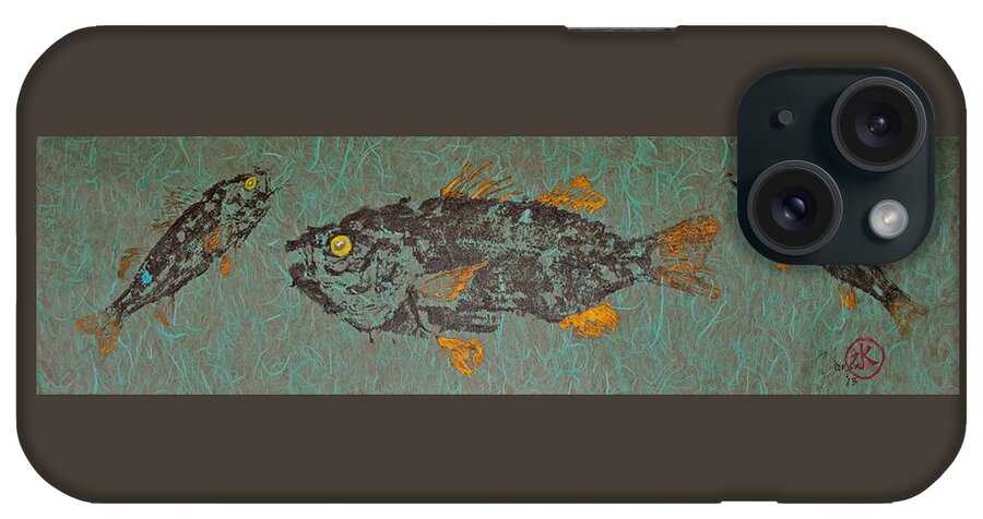 White Perch iPhone Case featuring the mixed media White Perch with Yellow Perch by Jeffrey Canha