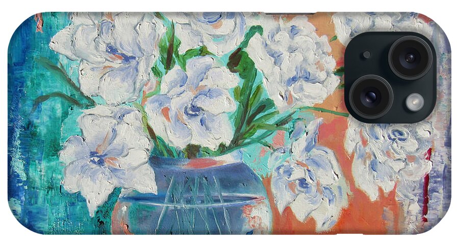 Floral iPhone Case featuring the painting White Petals by Lisa Boyd