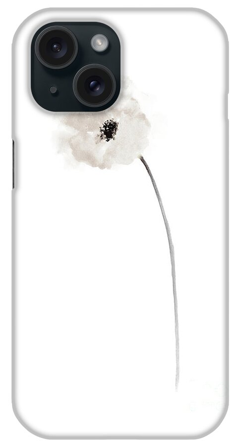  Painting iPhone Case featuring the painting White Poppy Bride Wedding Gift Ideas, Minimalist Floral Illustration by Joanna Szmerdt