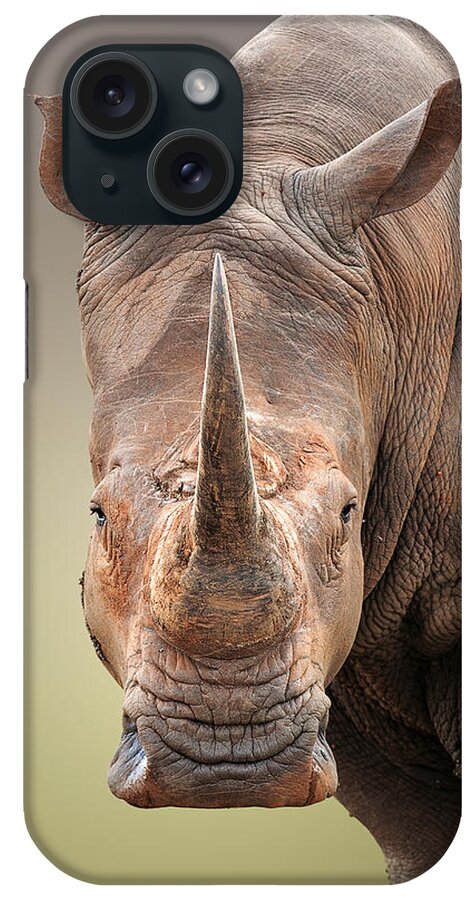 Square-lipped iPhone Case featuring the photograph White Rhinoceros portrait by Johan Swanepoel