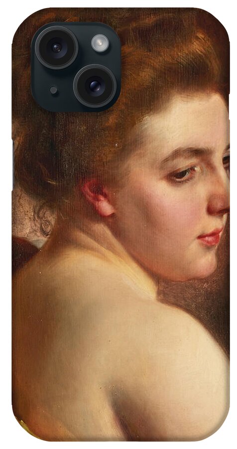 Gustave Jean Jacquet iPhone Case featuring the painting White Shoulders by Gustave Jean Jacquet