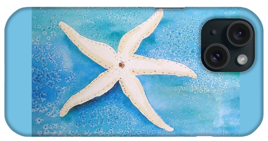 Starfish iPhone Case featuring the painting White starfish by Patricia Piffath