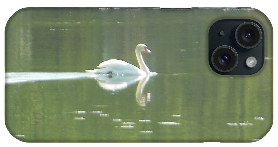 White Mute iPhone Case featuring the photograph White Swan Silhouette by Rockin Docks Deluxephotos