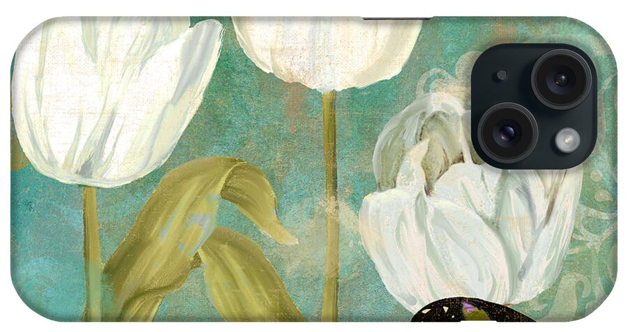 White Tulips iPhone Case featuring the painting White Tulips by Mindy Sommers