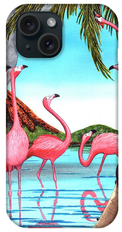 Flamingo iPhone Case featuring the painting Who's Your Daddy? by Catherine G McElroy