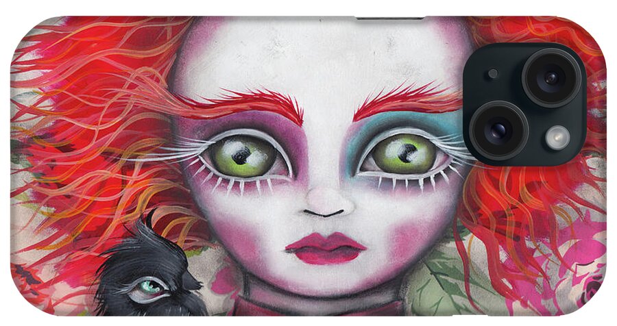 Mad Hatter iPhone Case featuring the painting Why is a Raven like a Writing Desk? by Abril Andrade