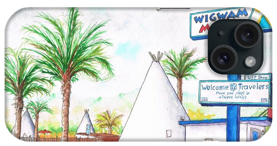 Wigman Motel iPhone Case featuring the painting Wigman Motel, Route 66, San Bernardino, CA by Carlos G Groppa