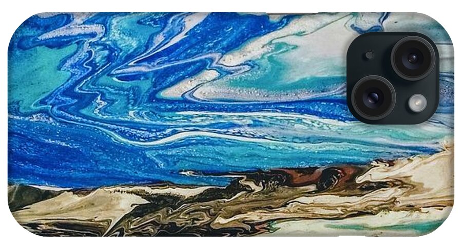 Acrylic iPhone Case featuring the painting Wiinter at the Beach by Betsy Carlson Cross