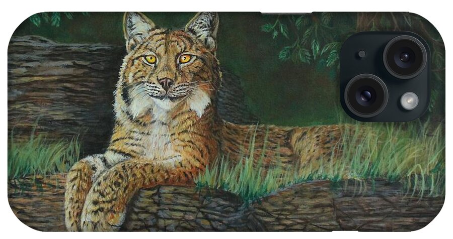 Lynx iPhone Case featuring the painting The Ever Watchful Lynx by Bob Williams