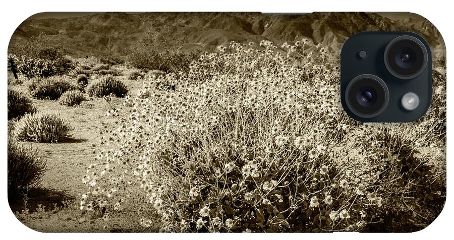 Art iPhone Case featuring the photograph Wild Desert Flowers Blooming in Sepia Tone by Randall Nyhof