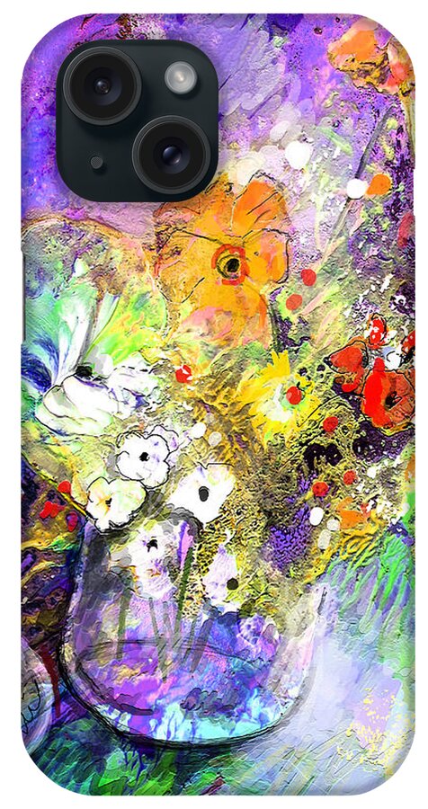 Still Life iPhone Case featuring the painting Wild Flowers Bouquet 02 by Miki De Goodaboom