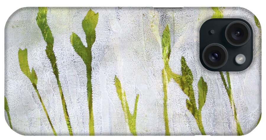 Monoprint iPhone Case featuring the painting Wild Grass Series 1 by Nancy Merkle