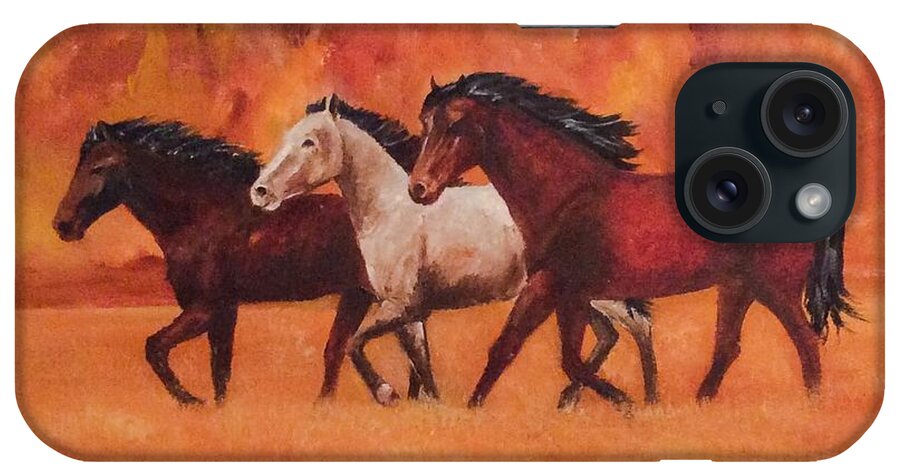 Horses iPhone Case featuring the painting Wild Horses by Ellen Canfield