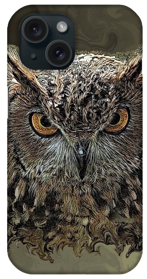 Digital Art iPhone Case featuring the digital art Wild Owl by Artful Oasis