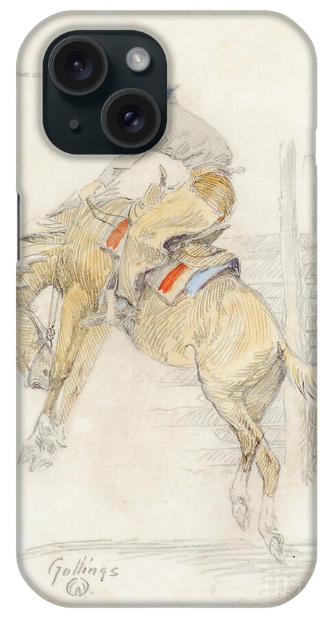 E. William Gollings (1878-1932) Wild Ride (circa 1909) Mixed Media On Paper iPhone Case featuring the painting Wild Ride by Celestial Images