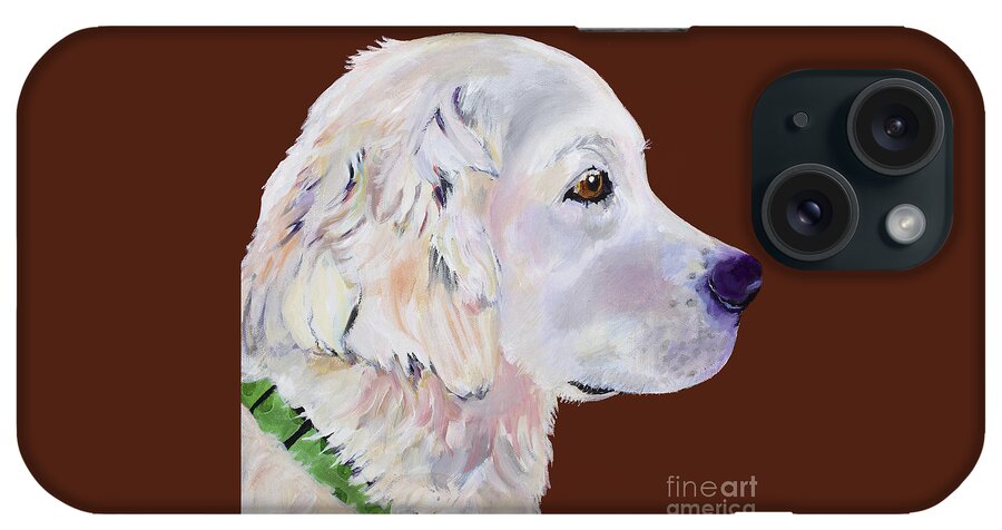 Creamy Golden Retriever iPhone Case featuring the painting Willard by Pat Saunders-White