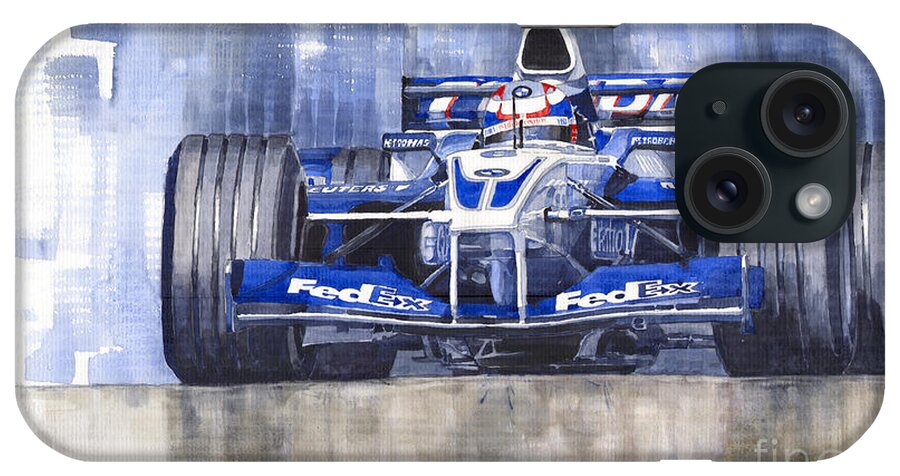 Watercolour iPhone Case featuring the painting Williams BMW FW24 2002 Juan Pablo Montoya by Yuriy Shevchuk