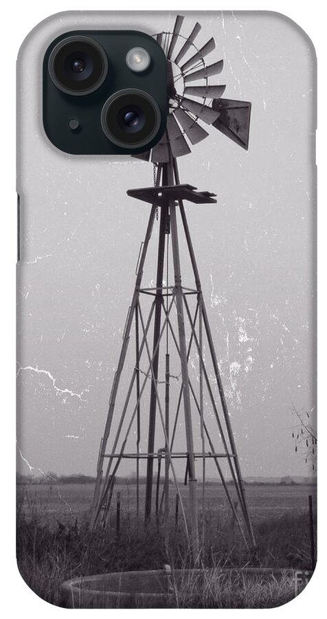 Windmill iPhone Case featuring the photograph Wind pump and Stock pond by Ella Kaye Dickey