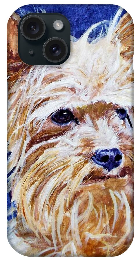 Impressionist Dog iPhone Case featuring the painting Windblown Yorkshire by Michael Dillon