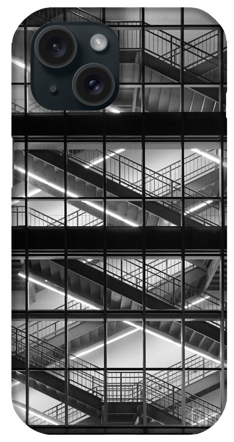 Window Stair Stairs Stairwell Stairway Black White Monochrome iPhone Case featuring the photograph Window of Stairs 9180 by Ken DePue