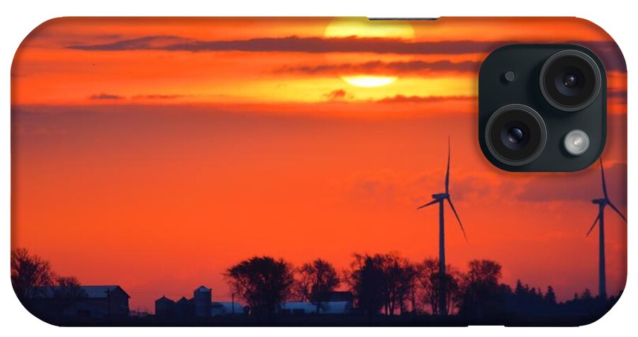 Sunrise iPhone Case featuring the photograph Windpower Sunrise by Bonfire Photography