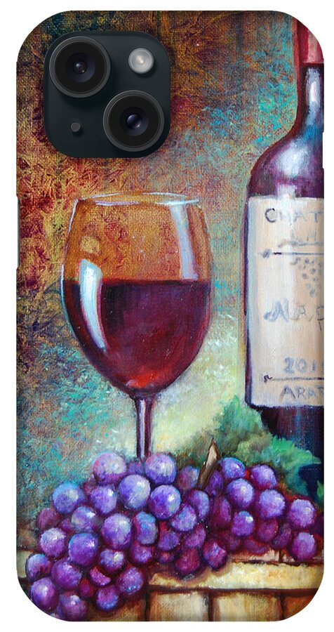Wine Barrel Tasting iPhone Case featuring the painting Wine Barrel Tasting by Geraldine Arata
