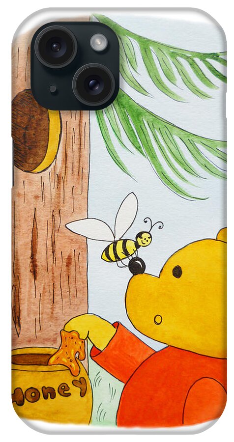 Winnie-the-pooh iPhone Case featuring the painting Winnie The Pooh and His Lunch by Irina Sztukowski