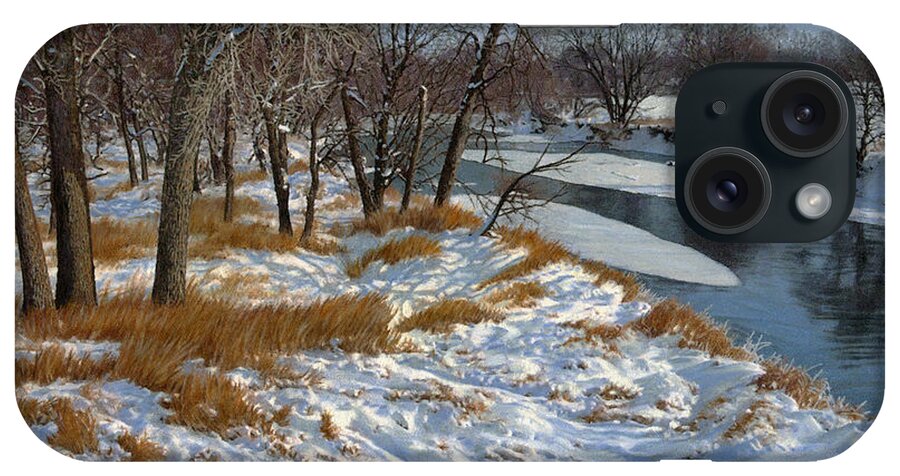 Landscape iPhone Case featuring the drawing Winter Along the Little Sioux by Bruce Morrison