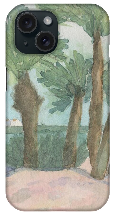 Watercolor iPhone Case featuring the painting Winter at the Beach by Marcy Brennan