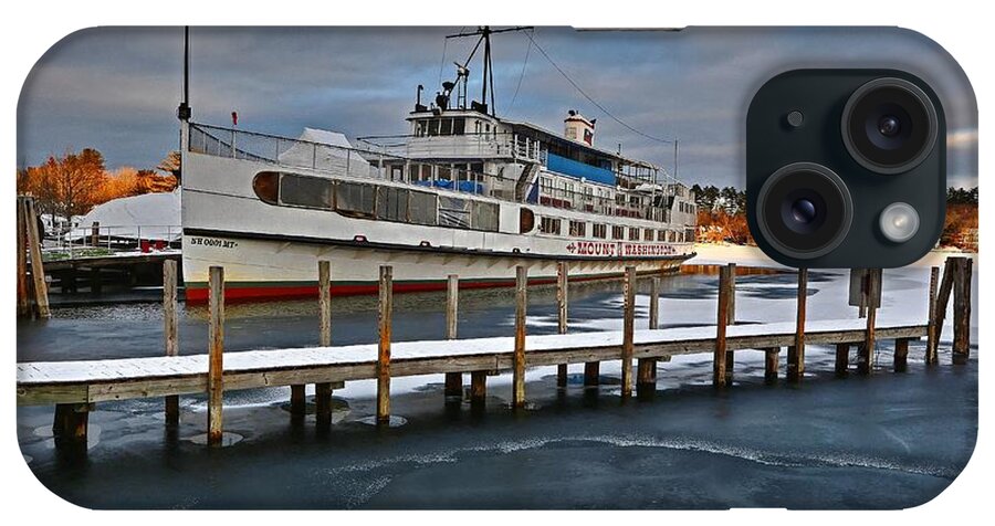 Lake Winnipesaukee iPhone Case featuring the photograph Winter at the Dock by Steve Brown