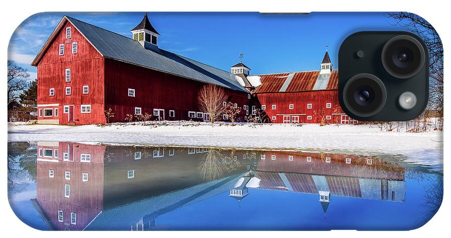 Winter iPhone Case featuring the photograph Winter Barn Reflection by Tim Kirchoff