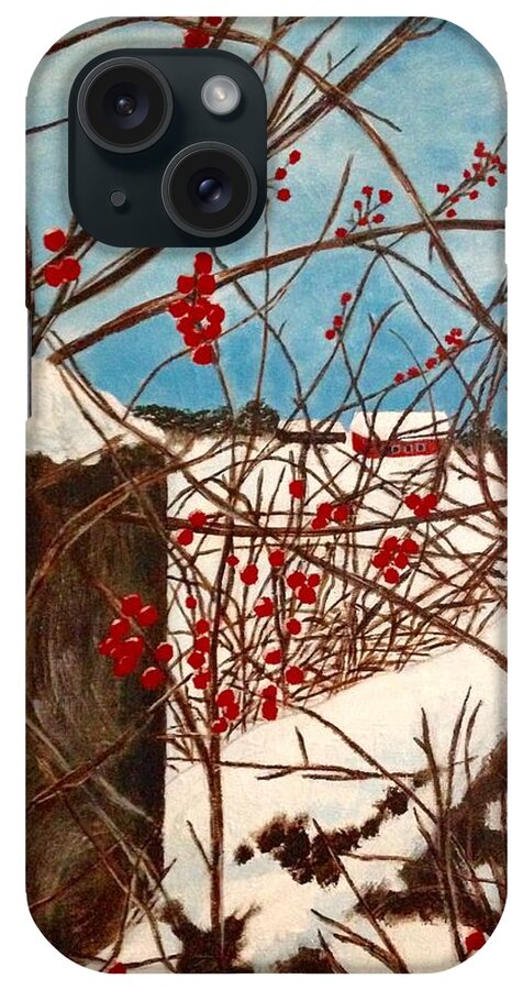 Red Berries iPhone Case featuring the painting Winter Berries by Cynthia Morgan