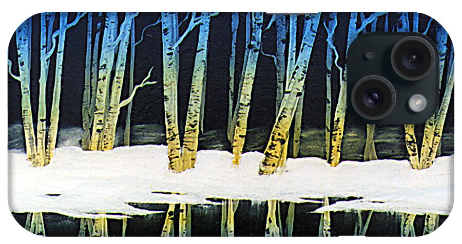Ebsq iPhone Case featuring the painting Winter Birches by Dee Flouton