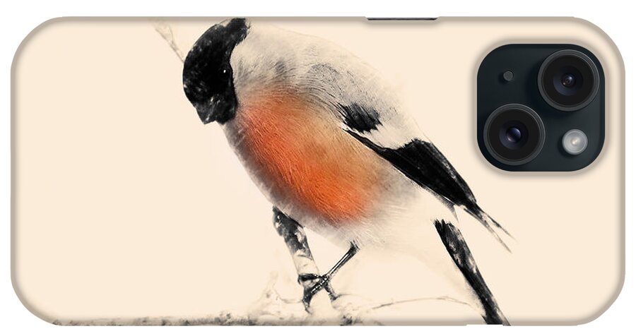Bullfinch iPhone Case featuring the painting Winter Bullfinch by Chris Armytage