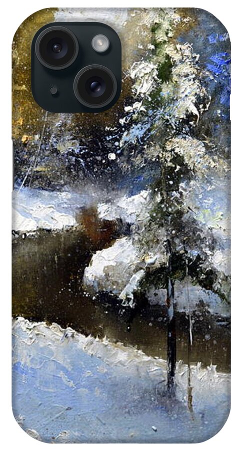 Russian Artists New Wave iPhone Case featuring the painting Winter Creek by Igor Medvedev