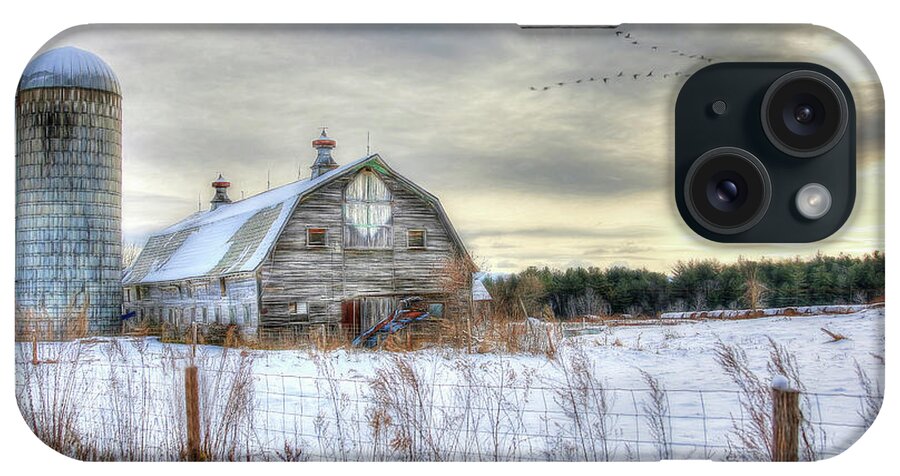 Barn iPhone Case featuring the digital art Winter Days in Vermont by Sharon Batdorf