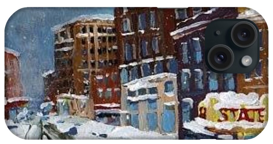 Downtown iPhone Case featuring the painting Winter Downtown by Rodger Ellingson