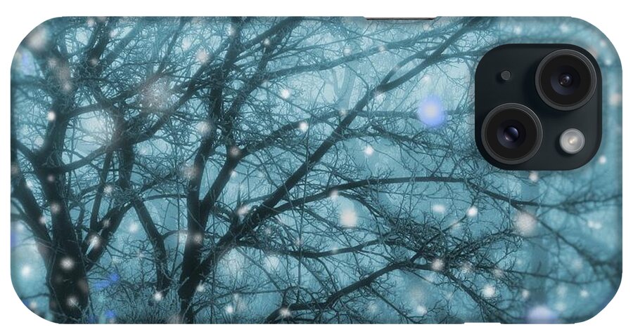 Snowfall iPhone Case featuring the digital art Winter Evening Snowfall by Mary Wolf