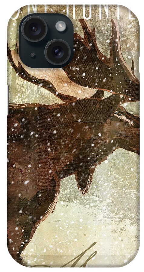 Winter Game iPhone Case featuring the painting Winter Game Moose by Mindy Sommers