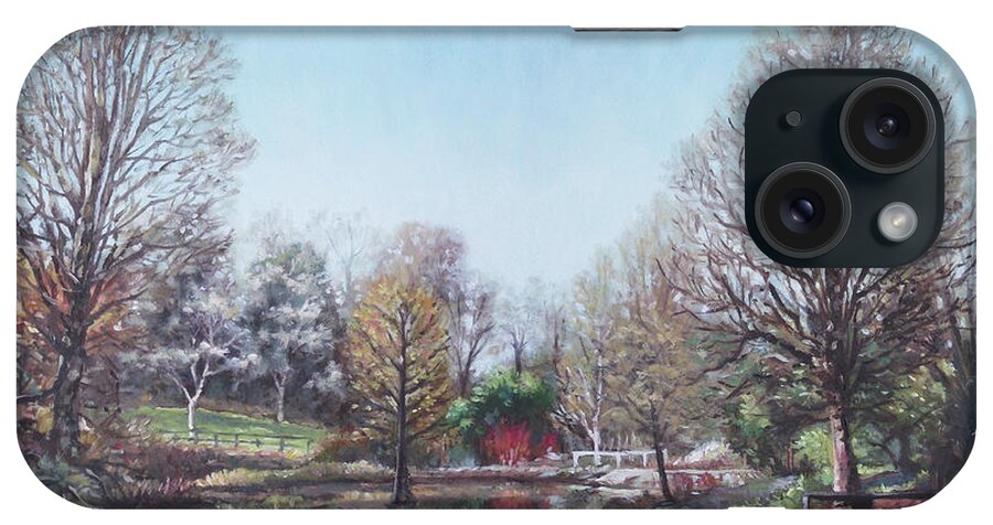 Garden iPhone Case featuring the painting Winter Hilliers Garden Hampshire by Martin Davey