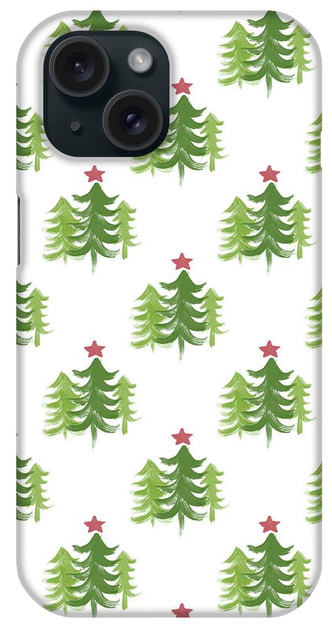 Winter iPhone Case featuring the painting Winter Holiday Trees 2- Art by Linda Woods by Linda Woods