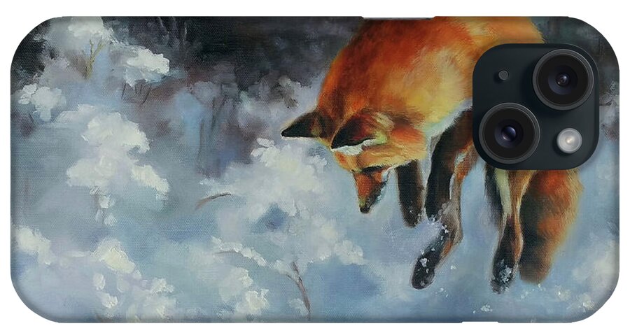 Wildlife Art iPhone Case featuring the painting Winter Hunt by Charice Cooper