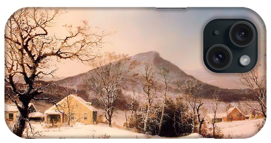 Painting iPhone Case featuring the painting Winter In The Country - Distant Hills by Mountain Dreams