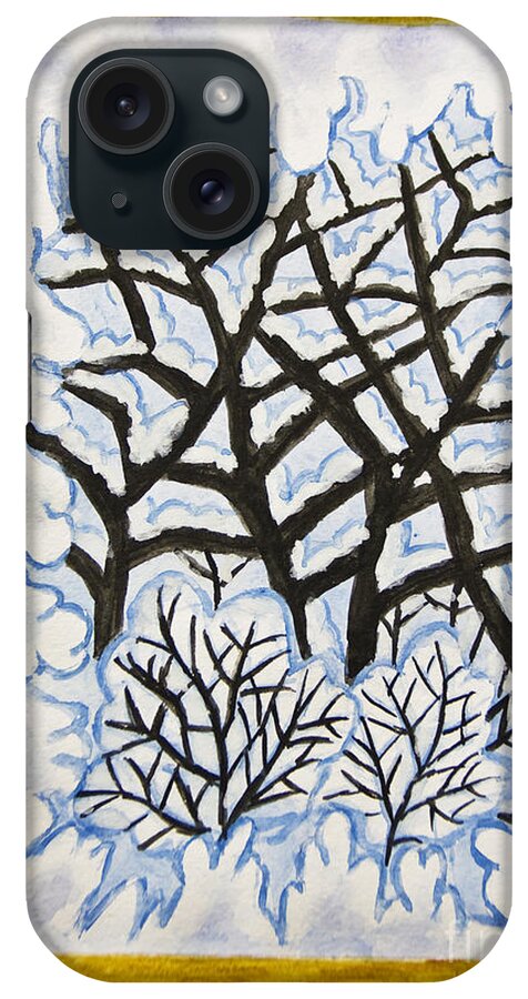Winter iPhone Case featuring the painting Winter landscape in window by Irina Afonskaya