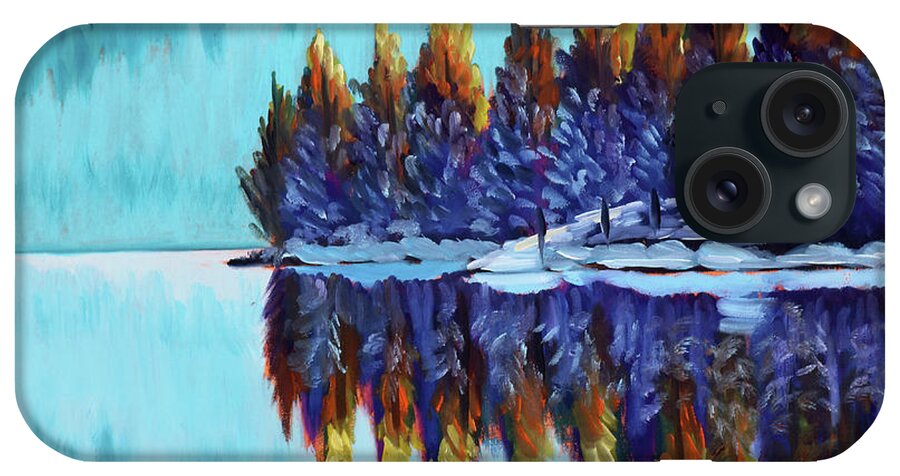 Winter iPhone Case featuring the painting Winter - Mountain Lake by Kevin Hughes