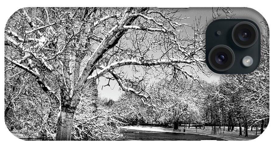 Landscape iPhone Case featuring the photograph Winter Pond in Mono by Stephen Melia