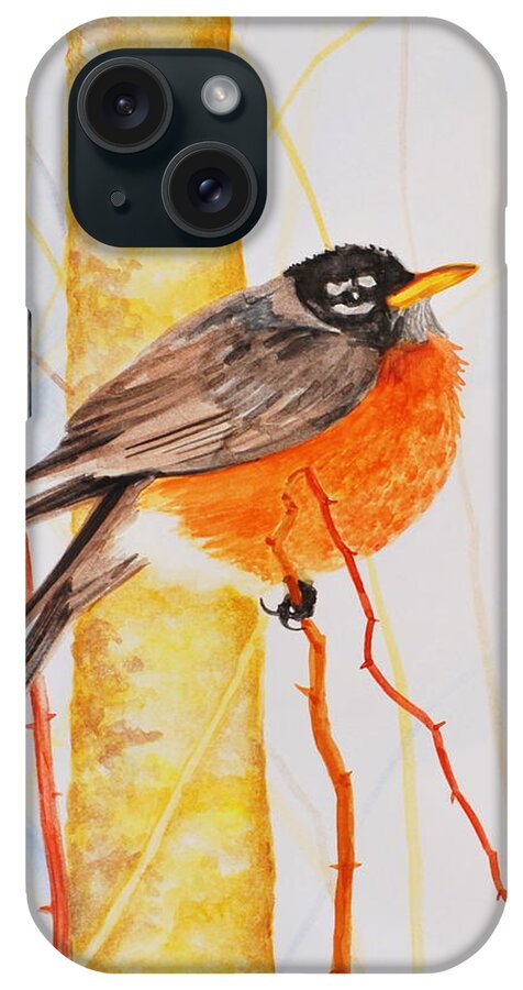 Animal iPhone Case featuring the painting Winter Robin by Harry Moulton