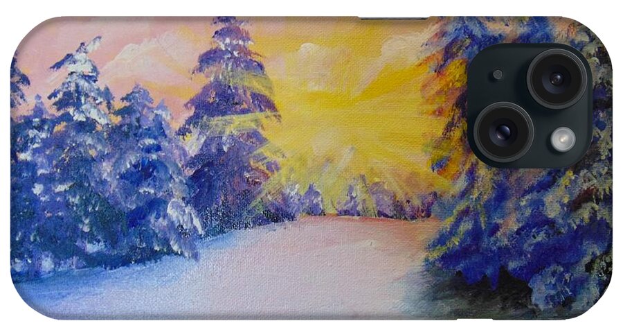 Winter iPhone Case featuring the painting Winter by Saundra Johnson