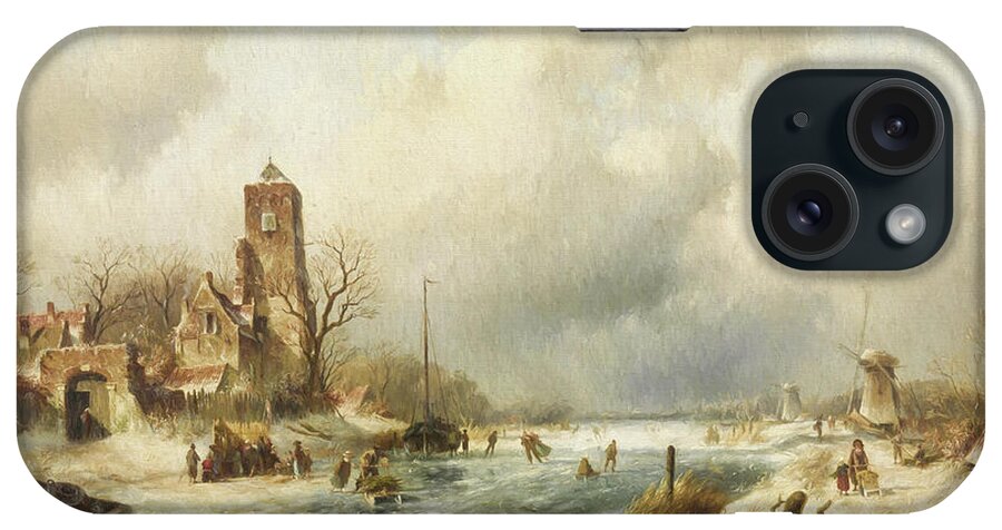 Old Masters iPhone Case featuring the painting Winter Scene 2 by Charles Leickert