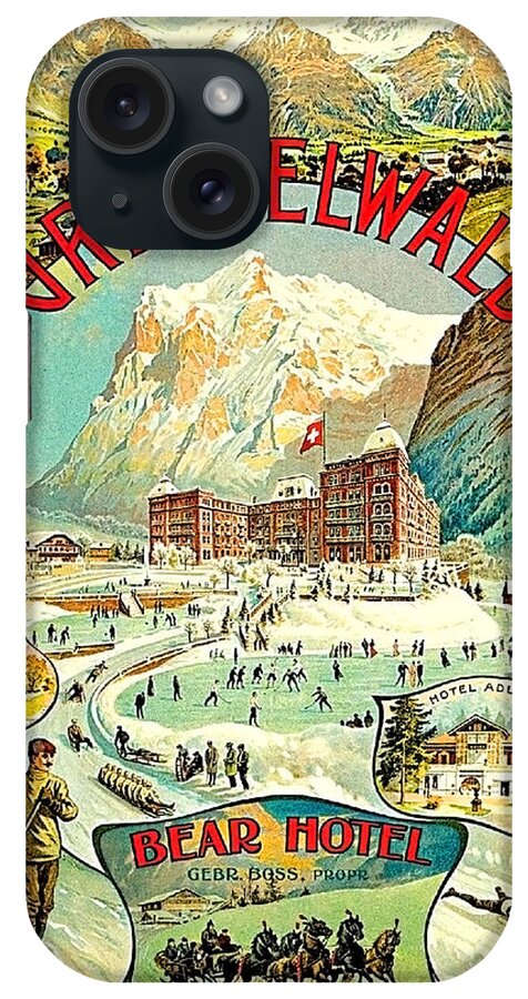 Winter iPhone Case featuring the painting Winter Sport in Grindelwald, Switzerland by Long Shot